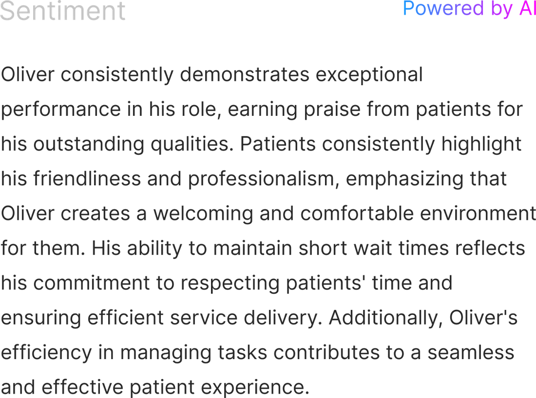 AI sentiment summary with highlighted phrases, powered by AI